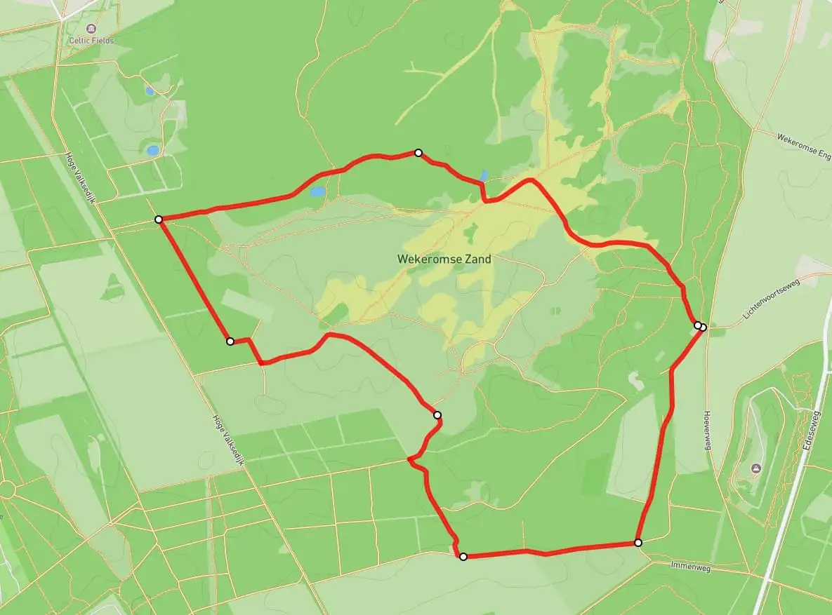 Kaart met wandelroute Wekeromse Zand